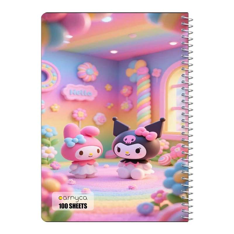 دفتر مشق 100 برگ سیمی کارنیکا طرح مای ملودی و کورومی My Melody & Kuromi کد 72859