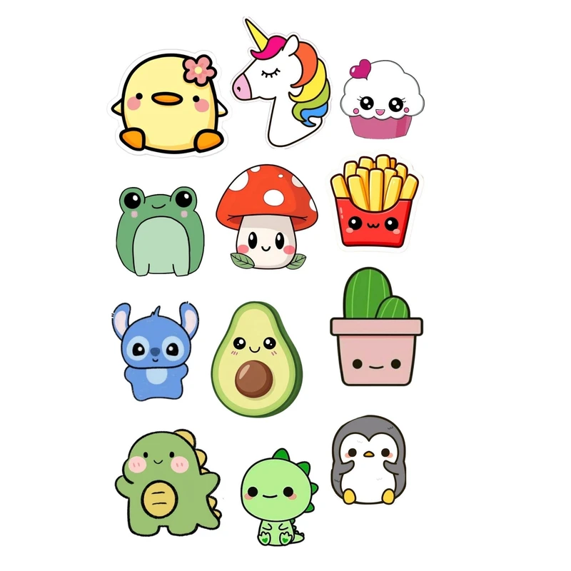 برچسب طرح فانتزی حیوانات کد 747 مجموعه 12 عددی