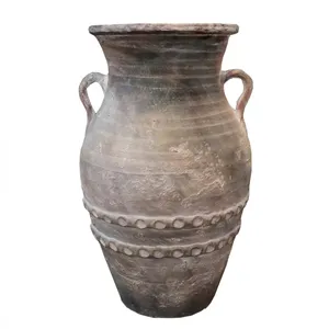 گلدان سفالی مدل پتینه کاری شده خمره ای