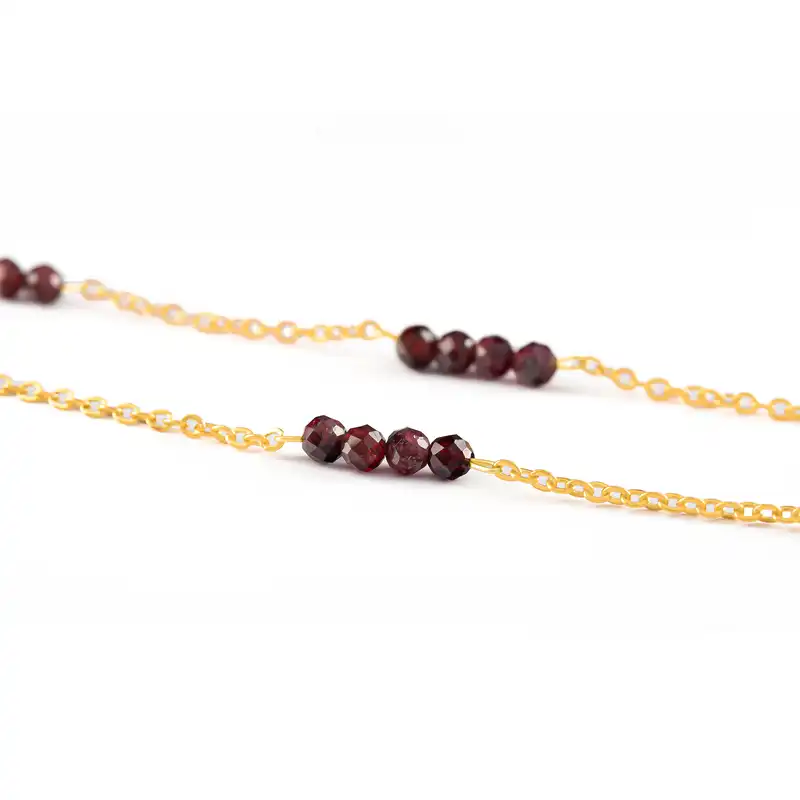 گردنبند زنانه الون مدل مربع گارنت ترنج