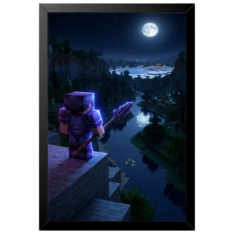 تابلو بکلیت طرح گیمینگ ماینکرفت Minecraft مدل B-po2240 فریم مشکی
