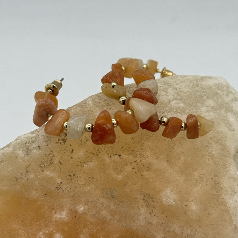 گوشواره حلقه‌ای زنانه مدل سنگی natural stony ring
