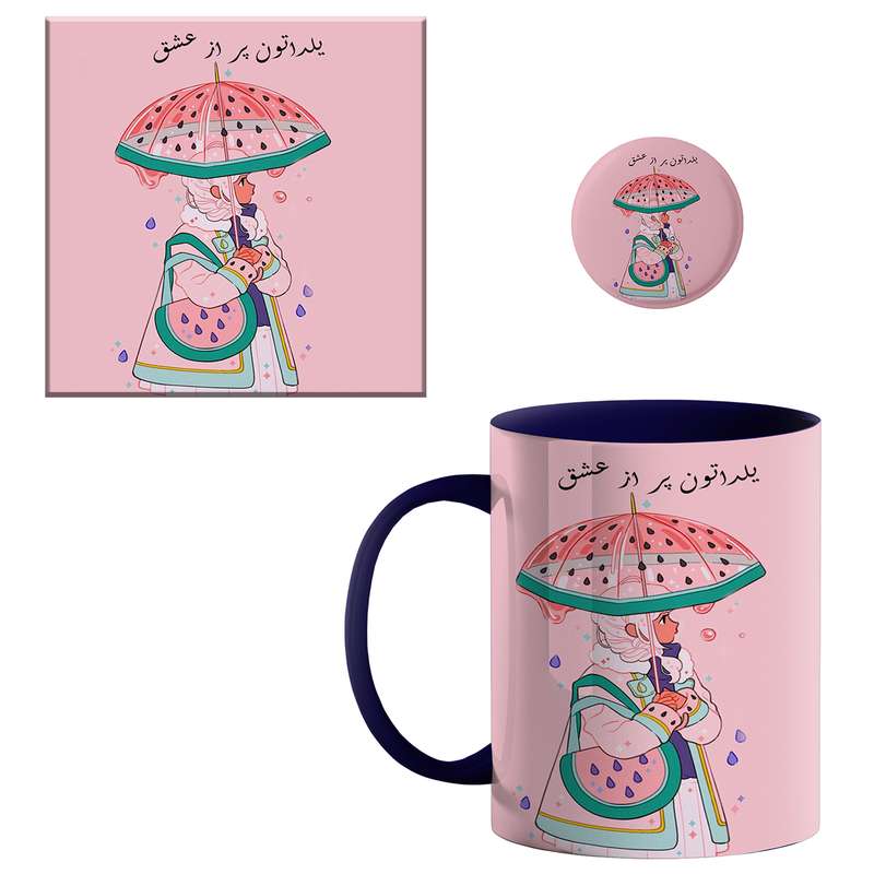 ماگ طرح شب یلدا کد 007 به همراه زیر لیوانی و پیکسل