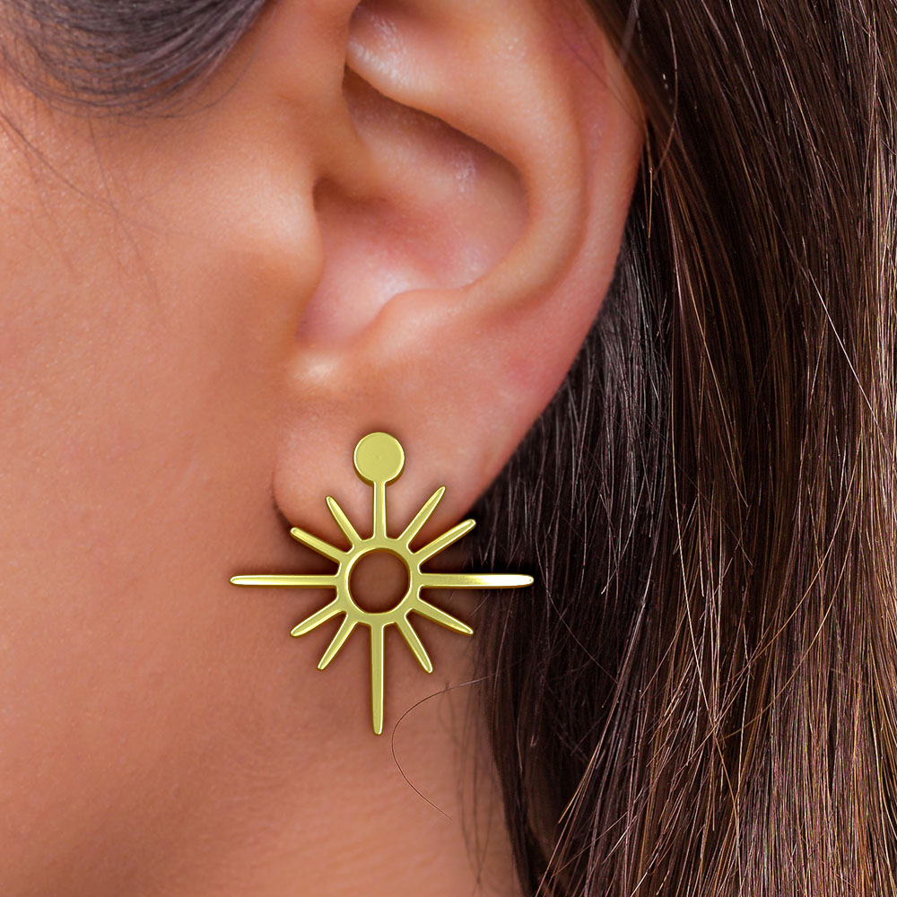 گوشواره طلا 18 عیار زنانه مدوپد مدل ستاره کد GA1-15420