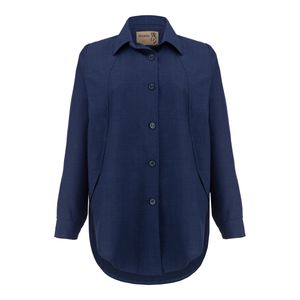 مانتو شومیزی زنانه السانا مدل گونای کد 221704 رنگ آبی تیره