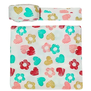 قنداق 2 تکه نوزاد مدل Gol.2 طرح گل و قلب 