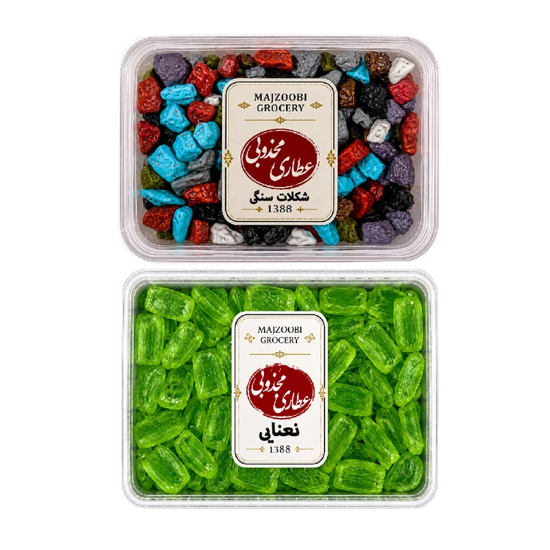 شکلات سنگی و آبنبات نعنایی عطاری مجذوبی - 400 گرم بسته 2 عددی