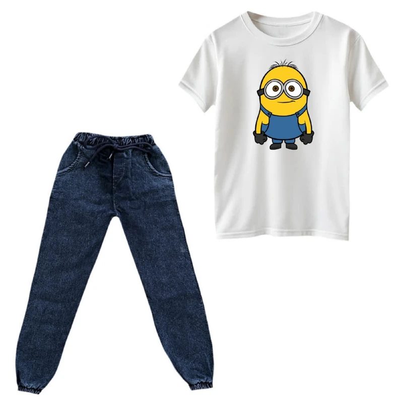 ست تی‌شرت و شلوار دخترانه مدل مینیون کد 1