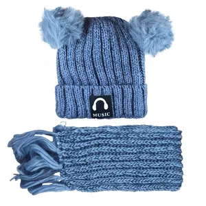 ست کلاه و شال گردن بافتنی بچگانه مدل m1032