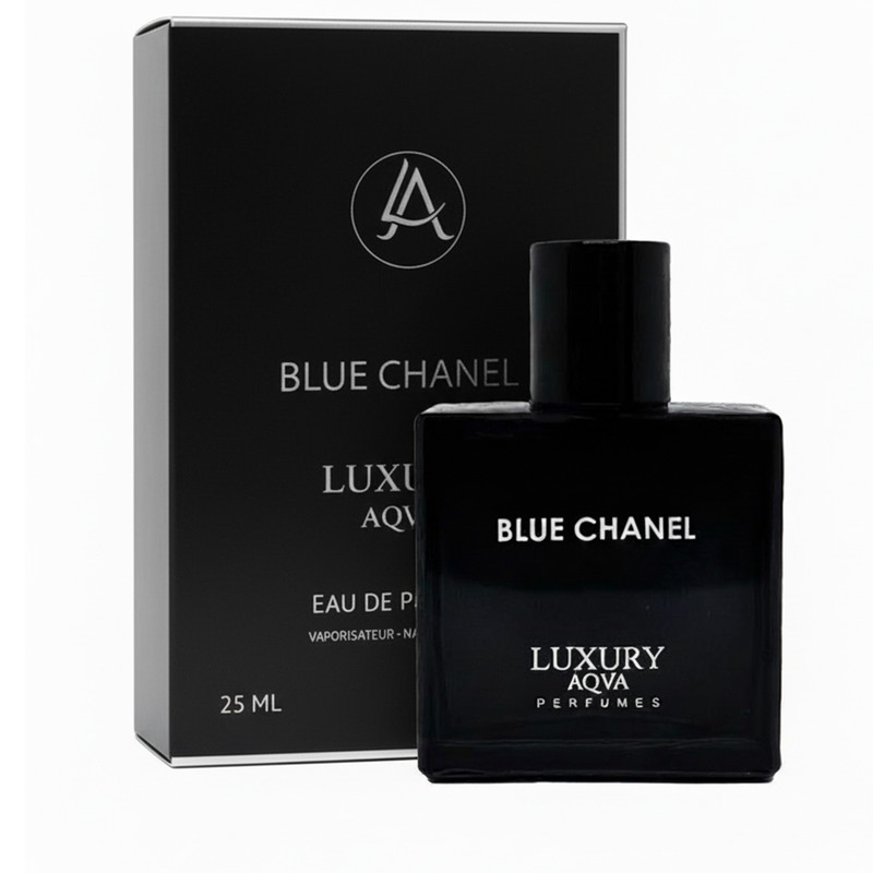 عطر جیبی مردانه لاکچری آکوا مدل Blue Chanel با رایحه خنک حجم 25 میلی لیتر