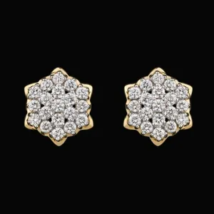 گوشواره طلا 18 عیار زنانه قیراط طرح گل کد GH4266