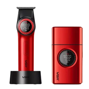 ماشین اصلاح موی سر و صورت شارژی وی جی ار مدل v-377 & v-977 مجموعه 2 عددی