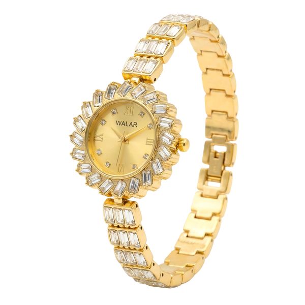 ساعت مچی عقربه‌ای کوارتز زنانه والار مدل لوکس بند دستبندی نگین دار کد 5