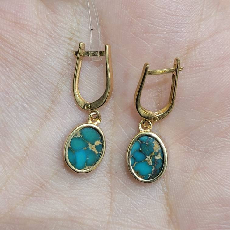 گوشواره کلیپسی طلا 18 عیار زنانه مان گالری مدل  فیروزه کد EA01-0031100 - 2