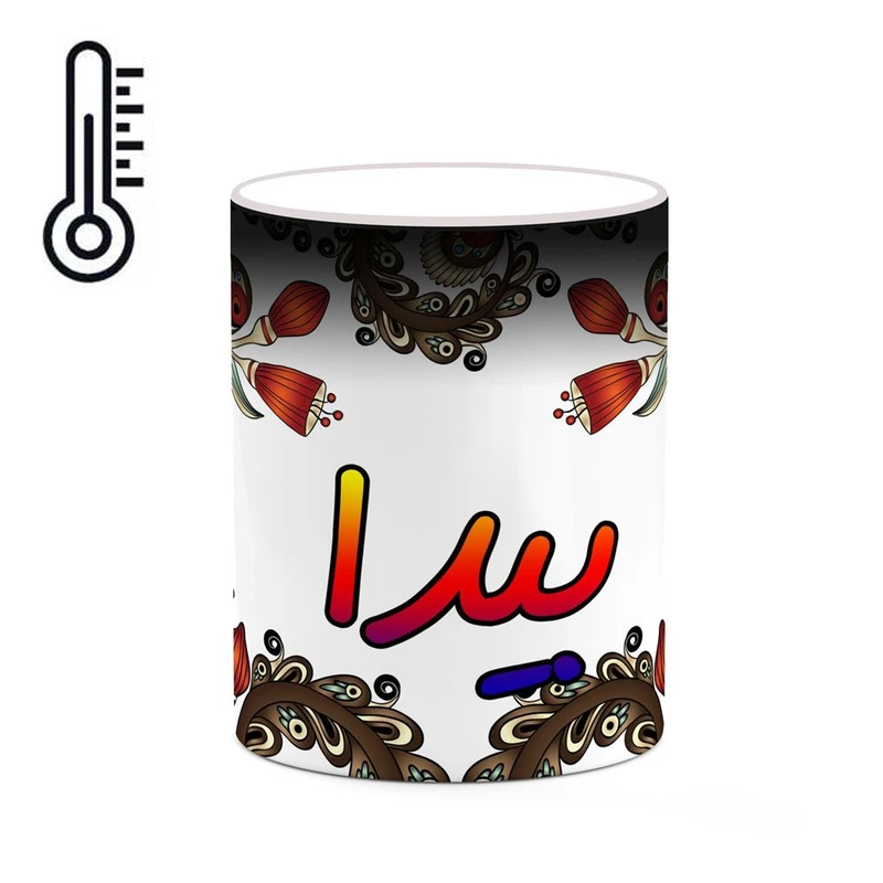 ماگ حرارتی کاکتی مدل اسم بیدا طرح سنتی گل و بته کد mgh44280