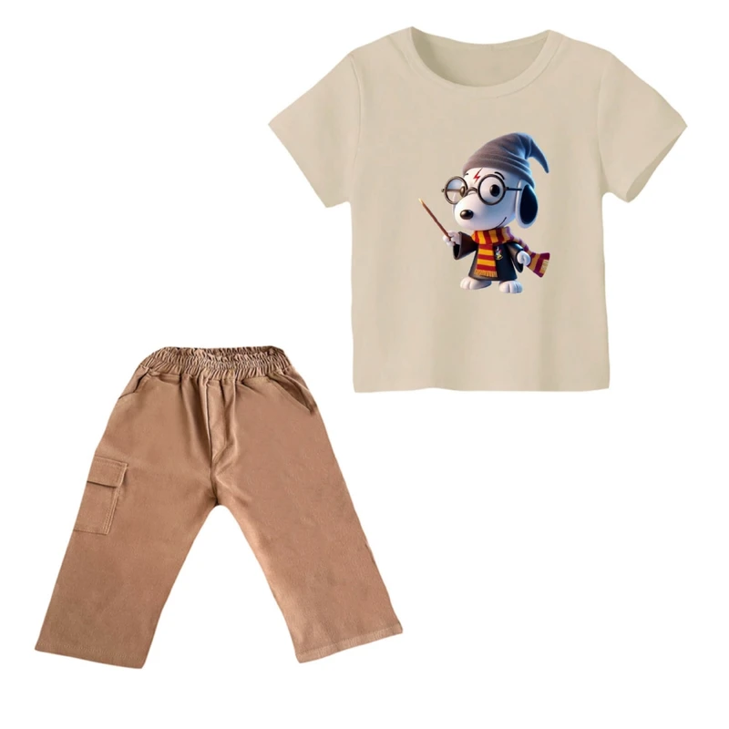 ست تی شرت و شلوارک پسرانه مدل اسنوپی کد ۷۷