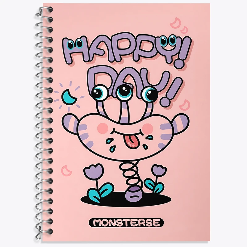 دفتر زبان 50 برگ خندالو مدل دو خط طرح هیولای بامزه کد N3674