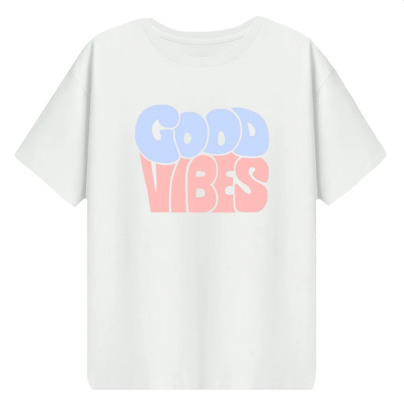 تی‌شرت اورسایز آستین کوتاه زنانه مدل باکسی طرح متن کد 11
