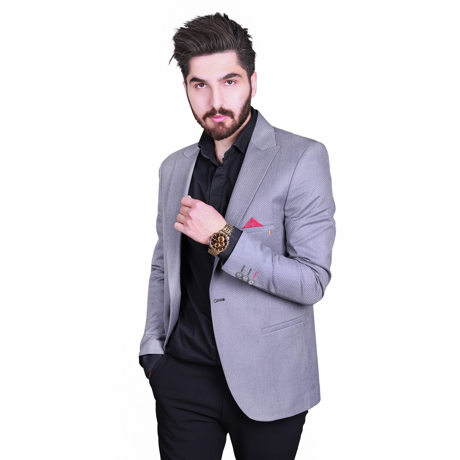 کت تک مردانه مدل PACHINO 3-3 رنگ طوسی روشن -  - 3