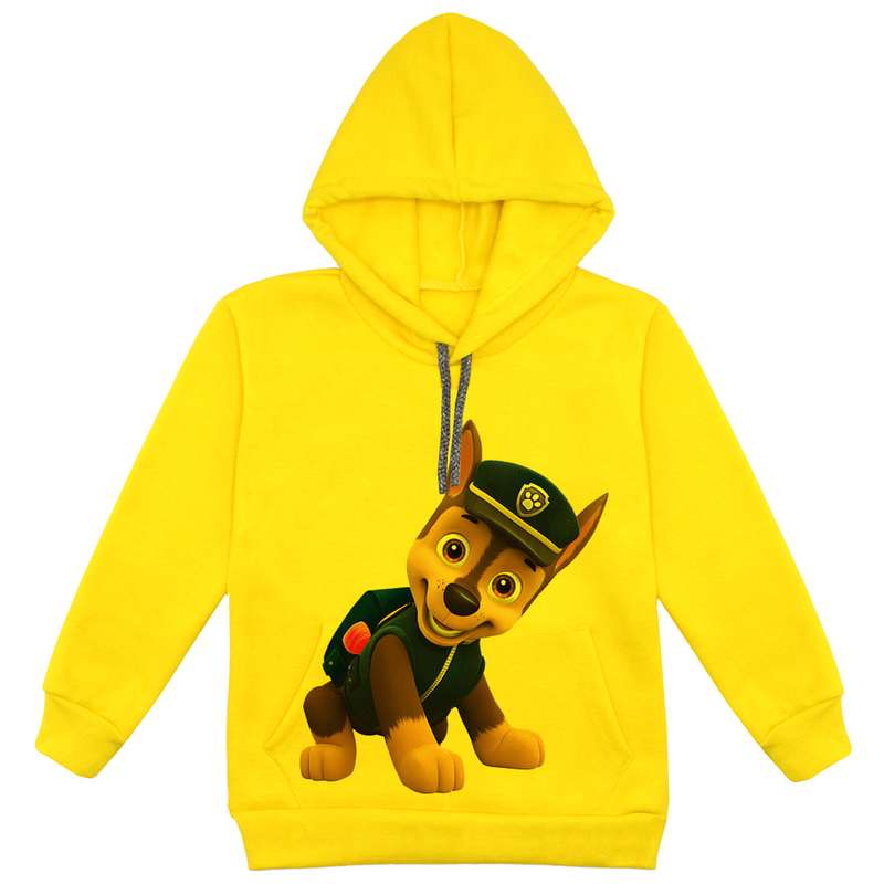 هودی پسرانه مدل سگ نگهبان F69 رنگ زرد