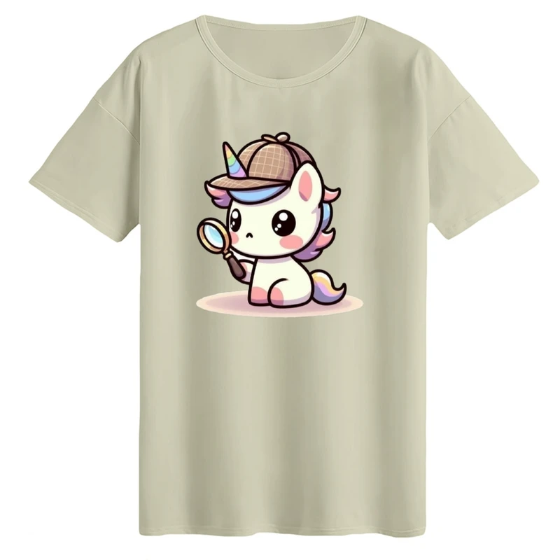 تی‌شرت لانگ آستین کوتاه زنانه مدل کارآگاه تک شاخ