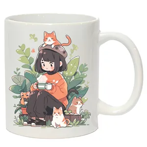 ماگ طرح دختر و گربه