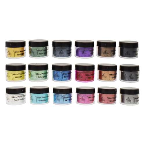 پودر رنگ رزین اپوکسی فیلو مدل صدفی حجم 10میلی لیتر بسته 18 عددی 