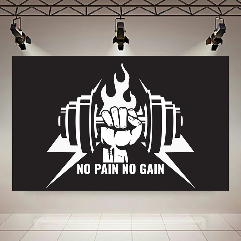 پوستر پارچه ای طرح مخمل انگیزشی بدنسازی مدل NO PAIN NO GAIN کد PD130918
