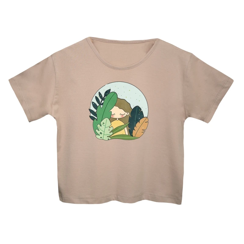 کراپ‌تی شرت آستین کوتاه زنانه مدل دخترک کد 5