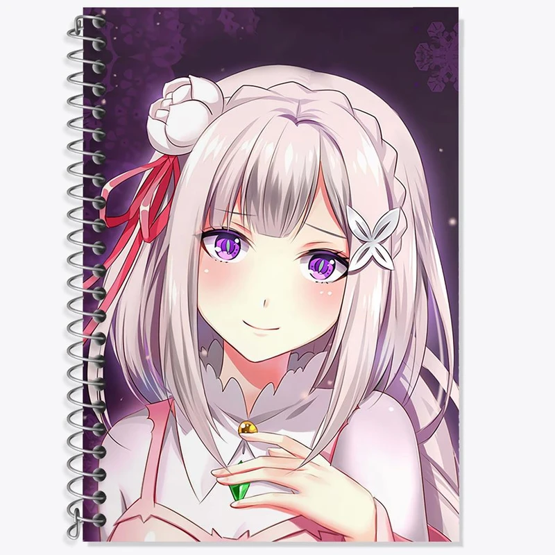 دفتر زبان 50 برگ خندالو مدل دو خط طرح امیلیا انیمه ری زیرو ReZero کد 12833