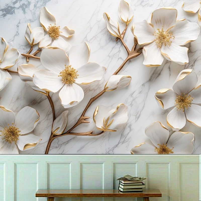 کاغذ دیواری طرح شاخه گل و برگ کد KF635