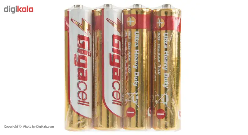 باتری نیم قلمی گیگاسل مدل Ultra Heavy Duty بسته 4 عددی