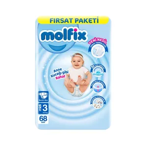پوشک چسبی بچه مولفیکس مدل yeni nesil سایز 3 بسته 68 عددی