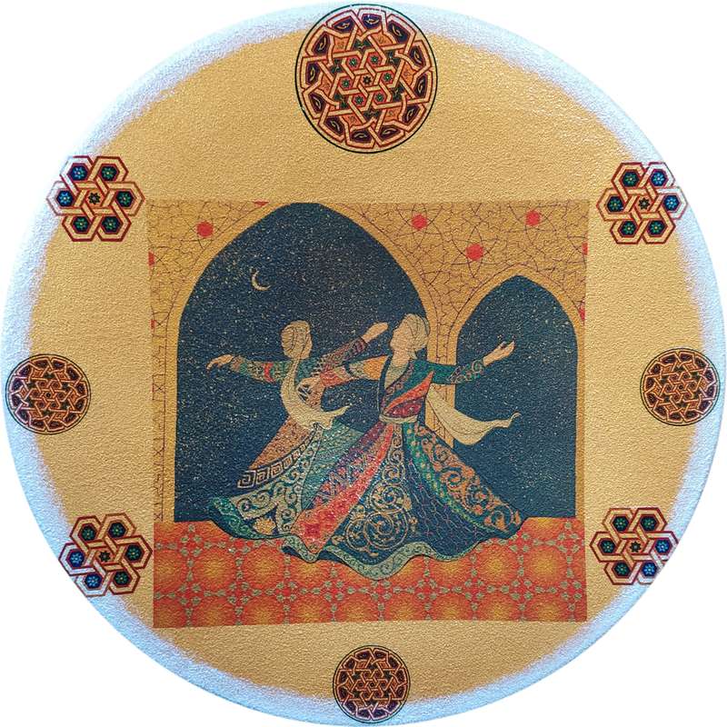 بشقاب دیوارکوب سفالی مدل رقص سماع کد 2
