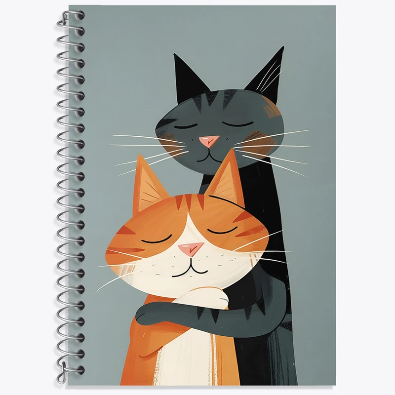 دفتر زبان 50 برگ خندالو مدل دو خط طرح گربه های بامزه کد N4884