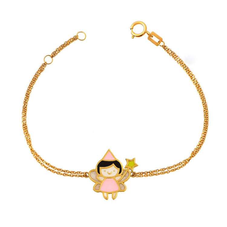 دستبند طلا 18 عیار دخترانه هور گالری مدل Akb628