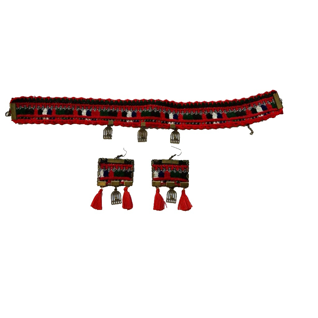 ست زیورآلات سوزن دوزی مدل بلوچ کد E52 مجموعه 3 عددی