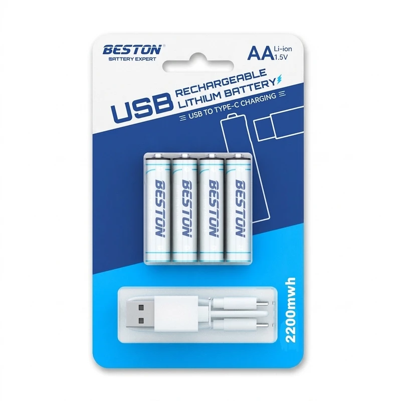 باتری قلمی قابل شارژ بستون مدل USB-TYPE C-CHARGING بسته چهار عددی