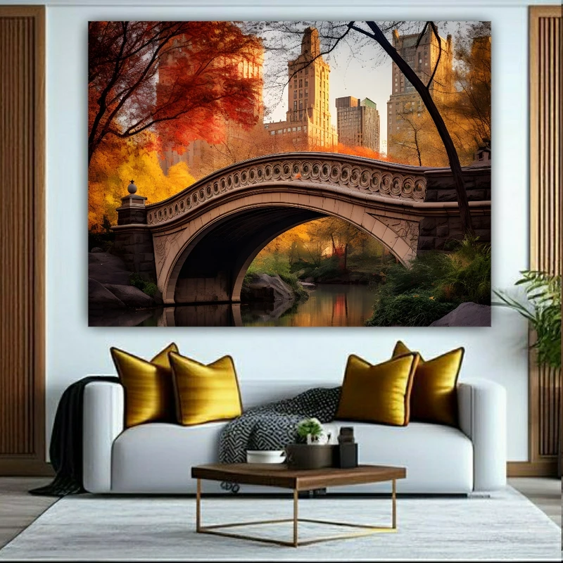 پوستر طرح مخمل پل و رودخانه شهری  کد FP105034