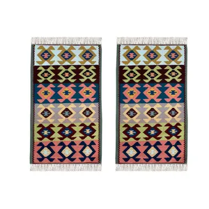 گلیم دستبافت یک متری مدل پروانه کد 8496 بسته 2 عددی