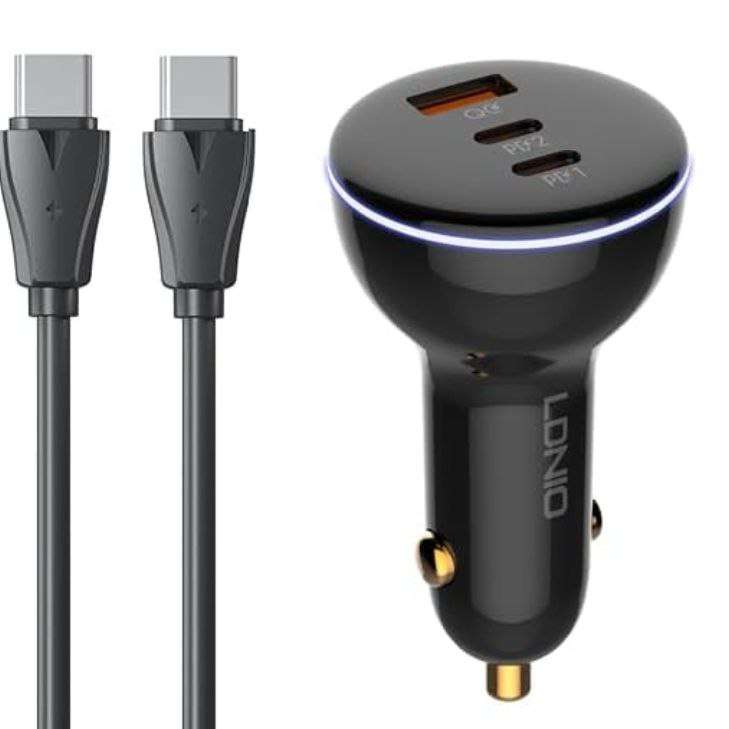 شارژر فندکی 160 وات الدینیو مدل ‌C102 به همراه کابل usb-C