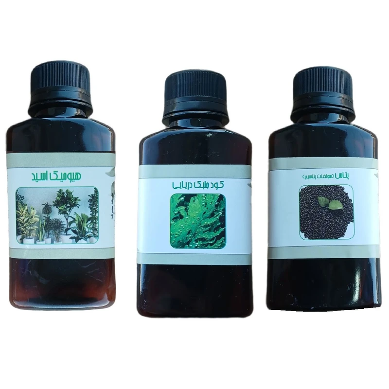 کود مایع هیومیک اسید و کود پتاس و کود جلبک دریایی مدل life drop حجم 110 میلی لیتر بسته 3 عددی