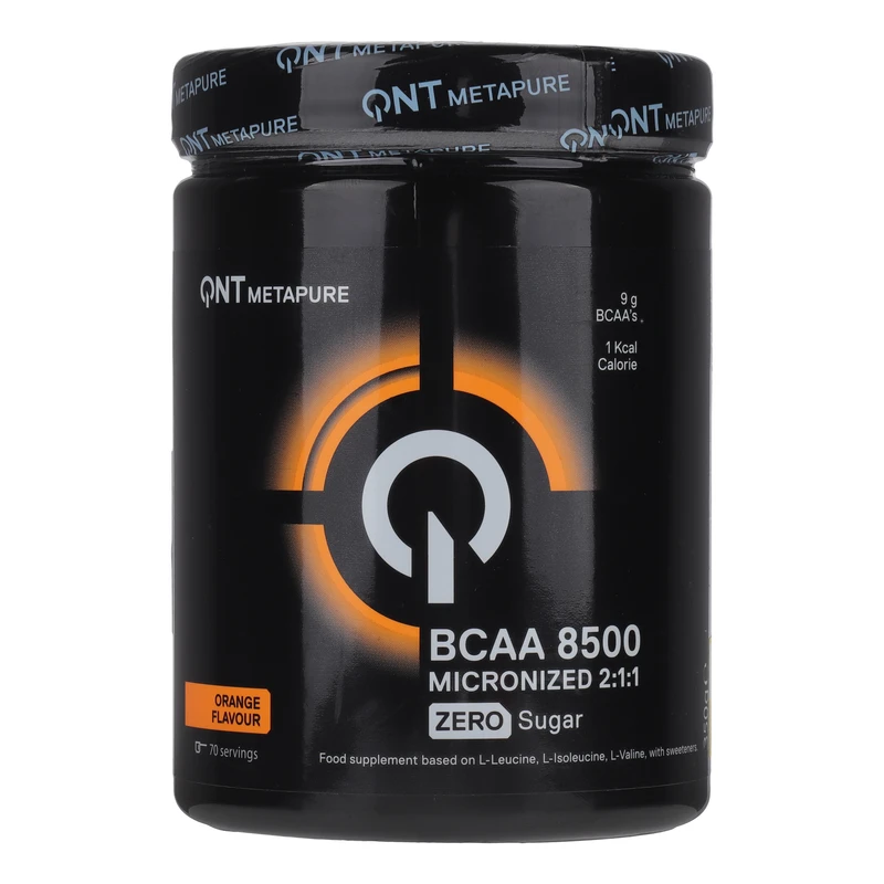 پودر آمینو اسید کیو ان تی مدل BCAA 8500 Micronized طعم پرتقال وزن 350 گرم