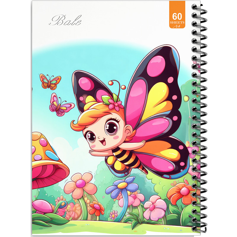 دفتر نقاشی 60 برگ انتشارات بله طرح فانتزی پروانه زیبا کد A4-O354