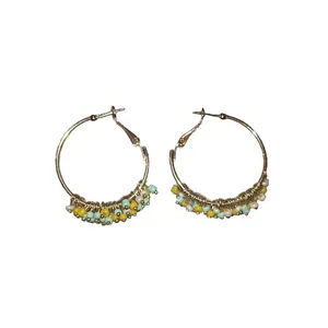 گوشواره زنانه مدل حلقه ی منجوق کد 2