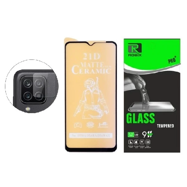محافظ صفحه نمایش مات روبیکس مدل CR-A12 مناسب برای گوشی موبایل سامسونگ Galaxy A12 به همراه محافظ لنز دوربین