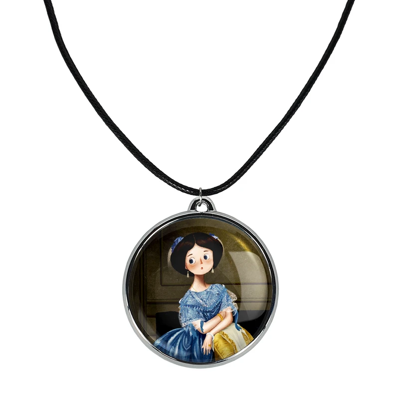 گردنبند خندالو مدل پرنسس دو بروی و دختری با گوشواره مروارید کد 2336523366