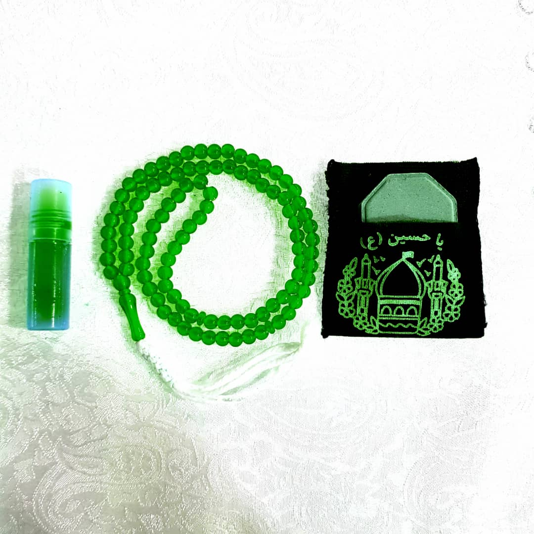 مهر نماز سلین کالا مدل cool-125 کد 5000 به همراه تسبیح و عطر و جانماز