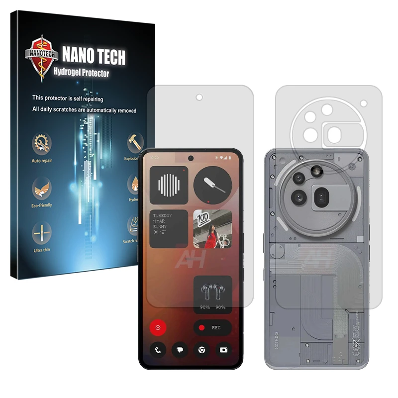 محافظ صفحه نمایش مات نانو تک مدل Tough مناسب برای گوشی موبایل ناتینگ Phone 3a Pro به همراه محافظ پشت گوشی