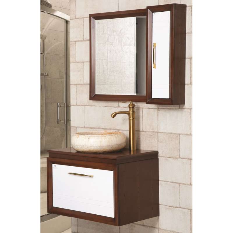 ست کابینت و روشویی بومرنگ مدل امگا به همراه آینه و باکس